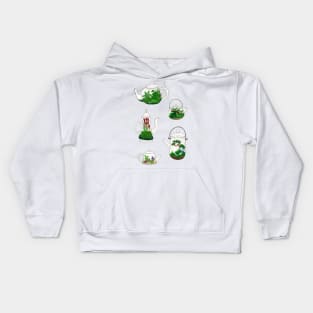 Teapot Terrariums in Gouache and Pen Kids Hoodie